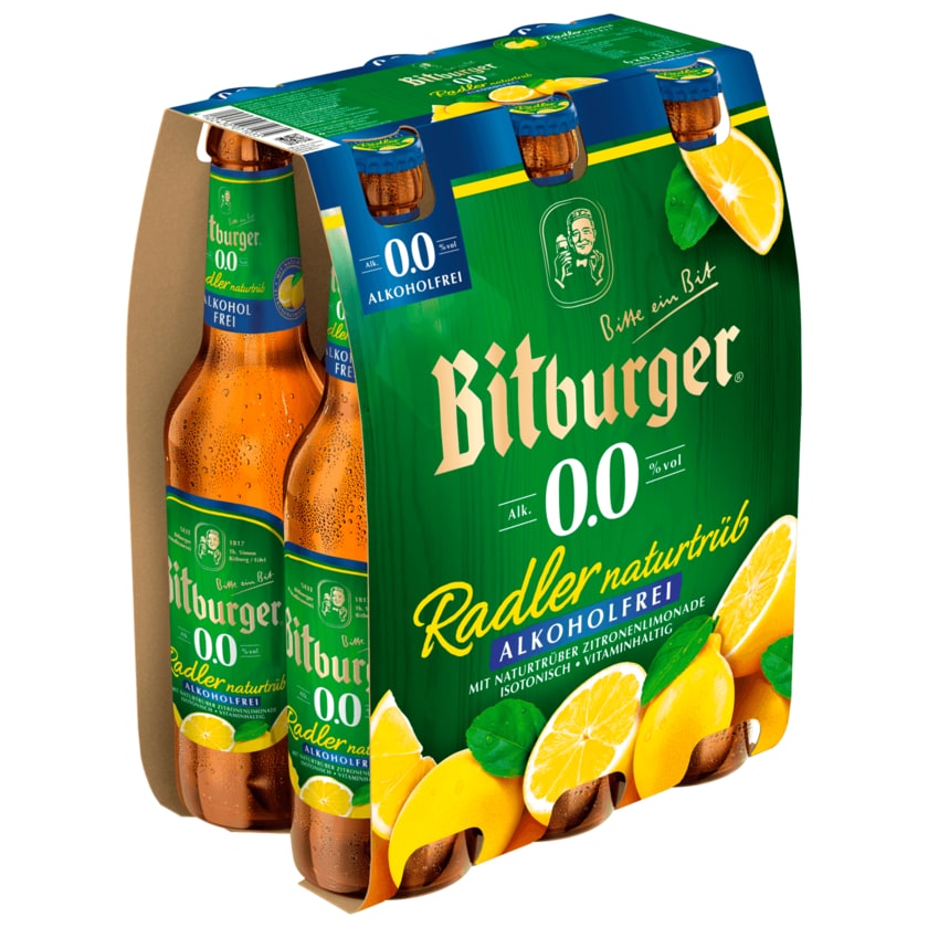 Bitburger Radler naturtrüb alkoholfrei 6x0,33l